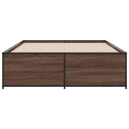 Bedframe bewerkt hout metaal bruin eikenkleur 120x190 cm