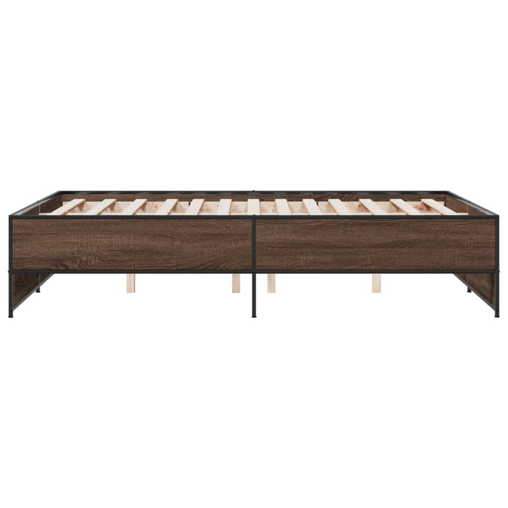 Bedframe bewerkt hout metaal bruin eikenkleur 120x190 cm