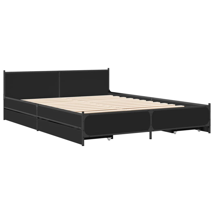 Bedframe met lades bewerkt hout bruineikenkleurig 135x190 cm