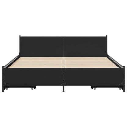 Bedframe met lades bewerkt hout bruineikenkleurig 135x190 cm