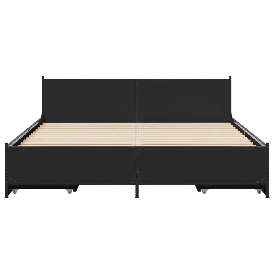 Bedframe met lades bewerkt hout bruineikenkleurig 135x190 cm