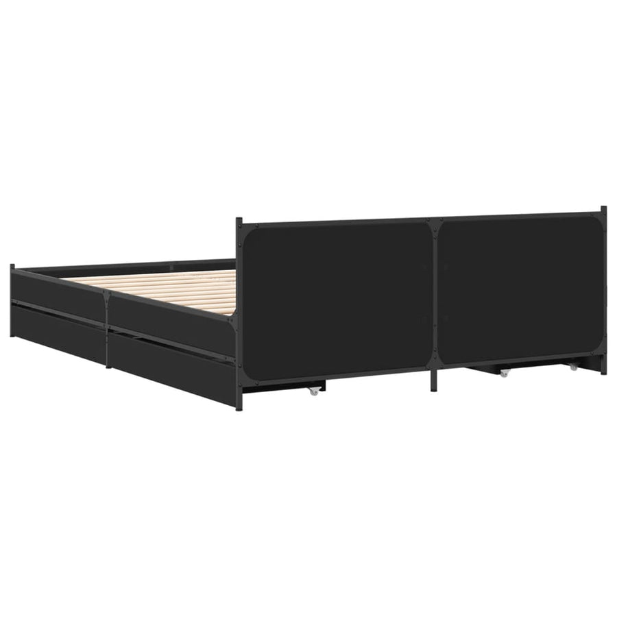 Bedframe met lades bewerkt hout bruineikenkleurig 135x190 cm