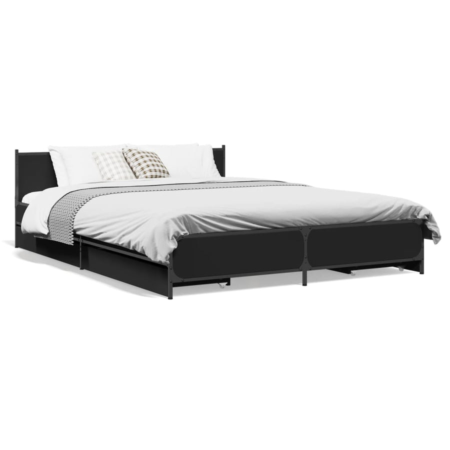 Bedframe met lades bewerkt hout bruineikenkleurig 135x190 cm
