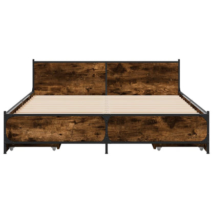 Bedframe met lades bewerkt hout gerookt eikenkleurig 135x190 cm