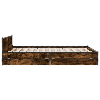 Bedframe met lades bewerkt hout gerookt eikenkleurig 135x190 cm