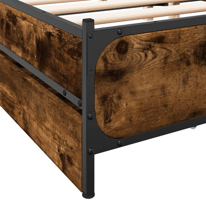 Bedframe met lades bewerkt hout gerookt eikenkleurig 135x190 cm