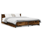 Bed frame with drawers treated smoked oak wood 135x190 cm
