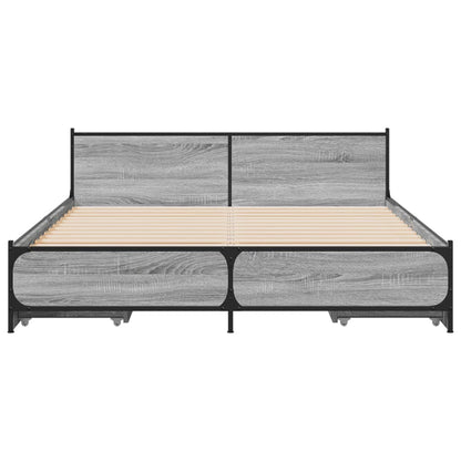 Bedframe met lades bewerkt hout grijs sonoma eiken 135x190 cm