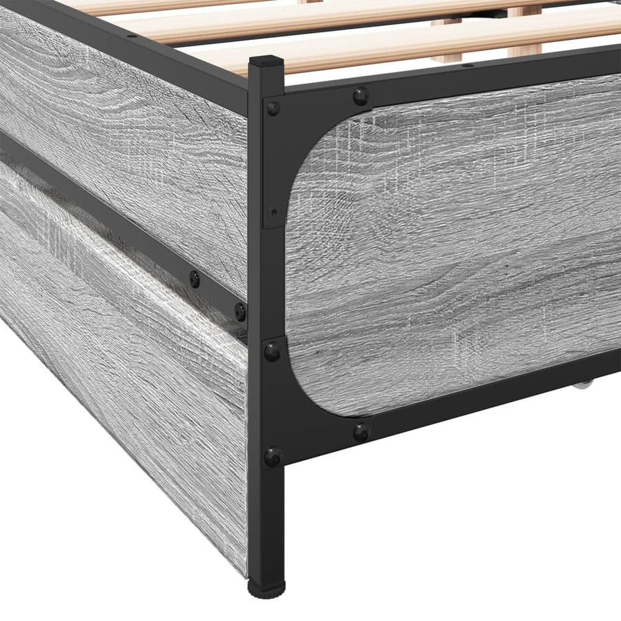 Bedframe met lades bewerkt hout grijs sonoma eiken 135x190 cm