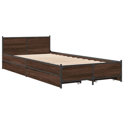 Bedframe met lades bewerkt hout bruineikenkleurig 100x200 cm
