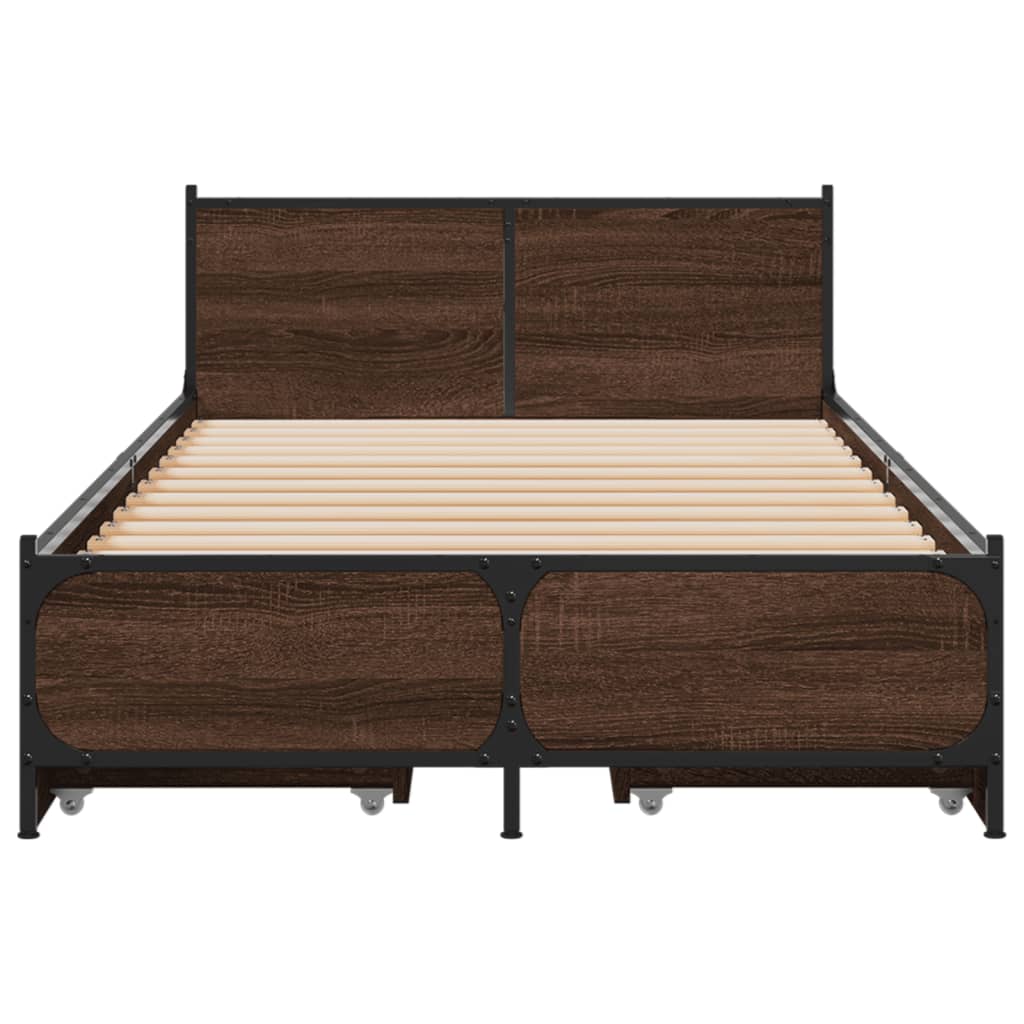 Bedframe met lades bewerkt hout bruineikenkleurig 100x200 cm