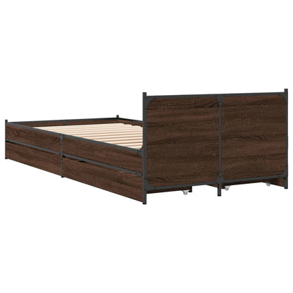 Bedframe met lades bewerkt hout bruineikenkleurig 100x200 cm