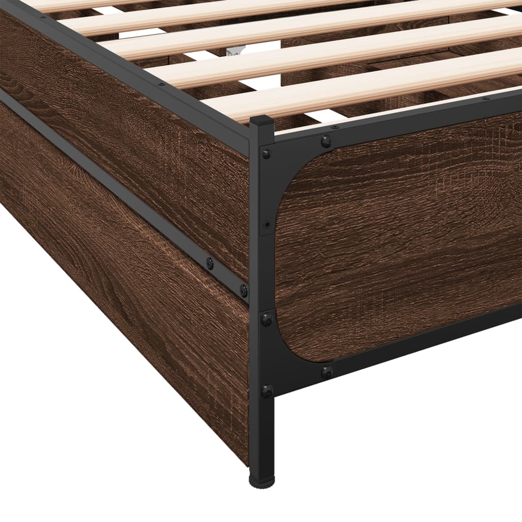 Bedframe met lades bewerkt hout bruineikenkleurig 100x200 cm
