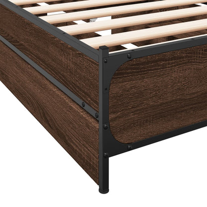 Bedframe met lades bewerkt hout bruineikenkleurig 100x200 cm