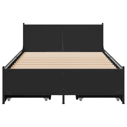 Bedframe met lades bewerkt hout zwart 90x200 cm