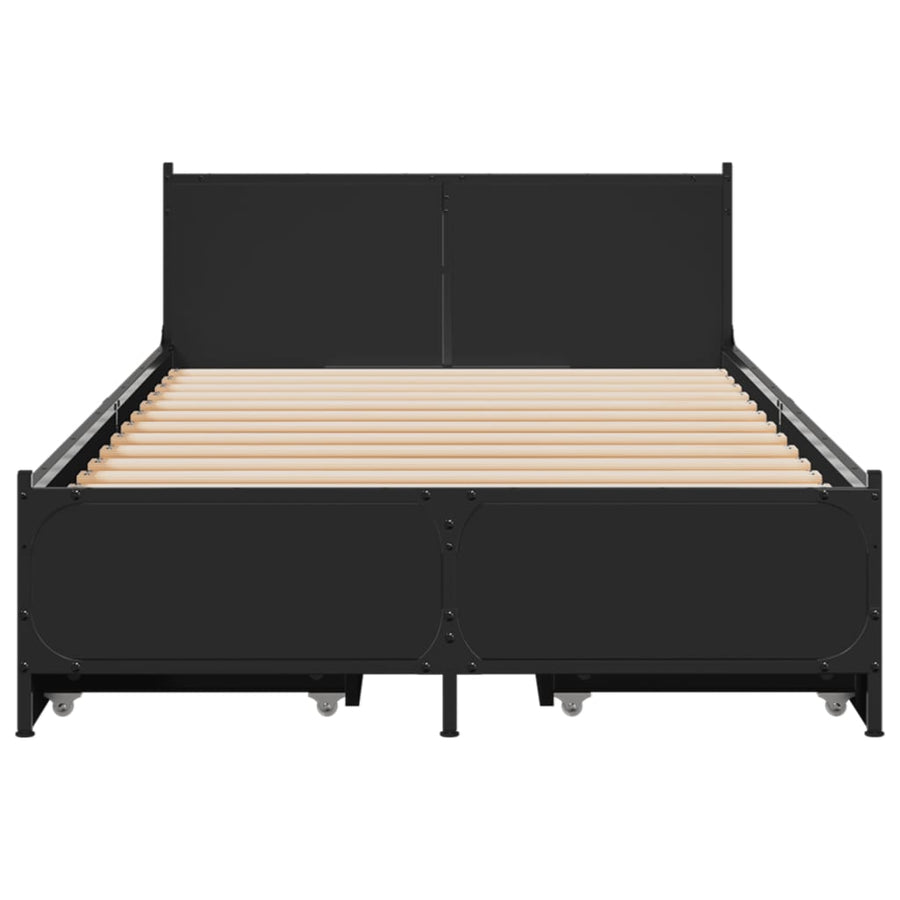 Bedframe met lades bewerkt hout zwart 90x200 cm