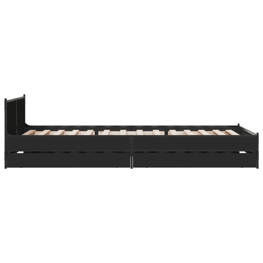 Bedframe met lades bewerkt hout zwart 90x200 cm