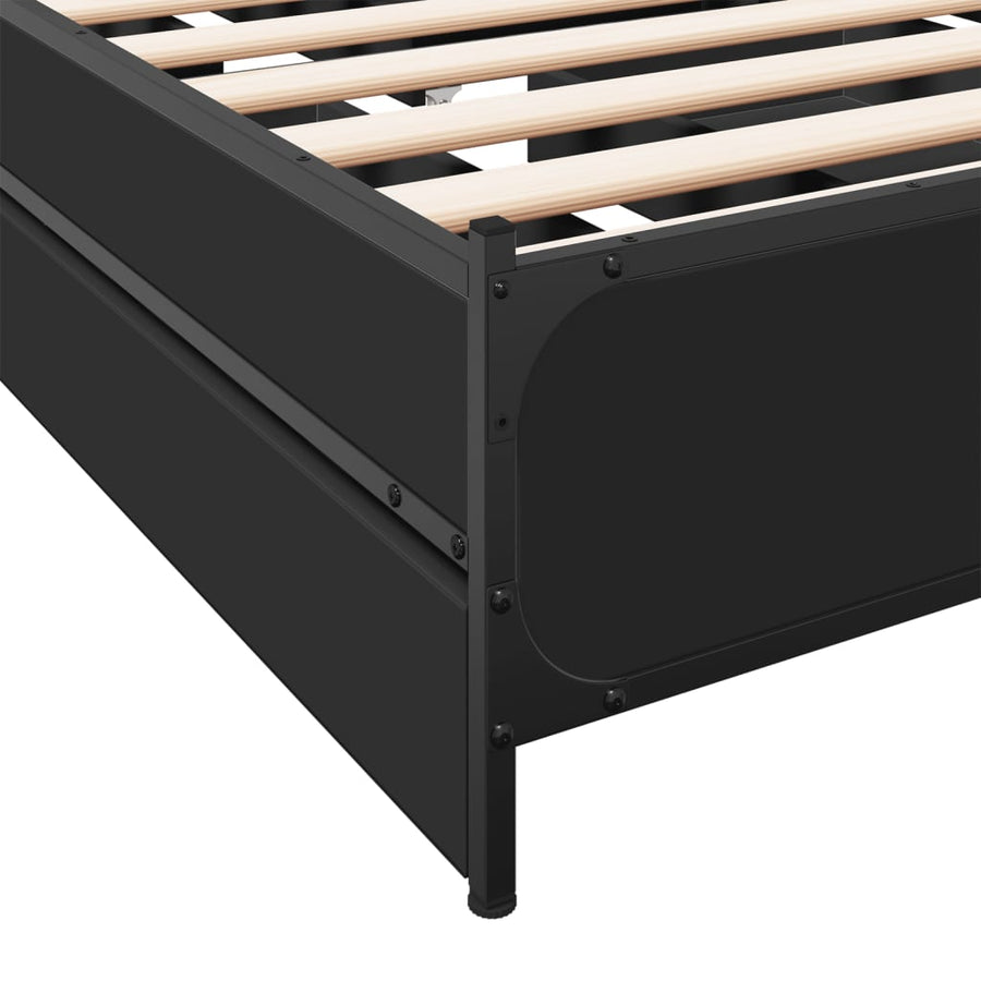 Bedframe met lades bewerkt hout zwart 90x200 cm