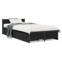 Bedframe met lades bewerkt hout zwart 90x200 cm