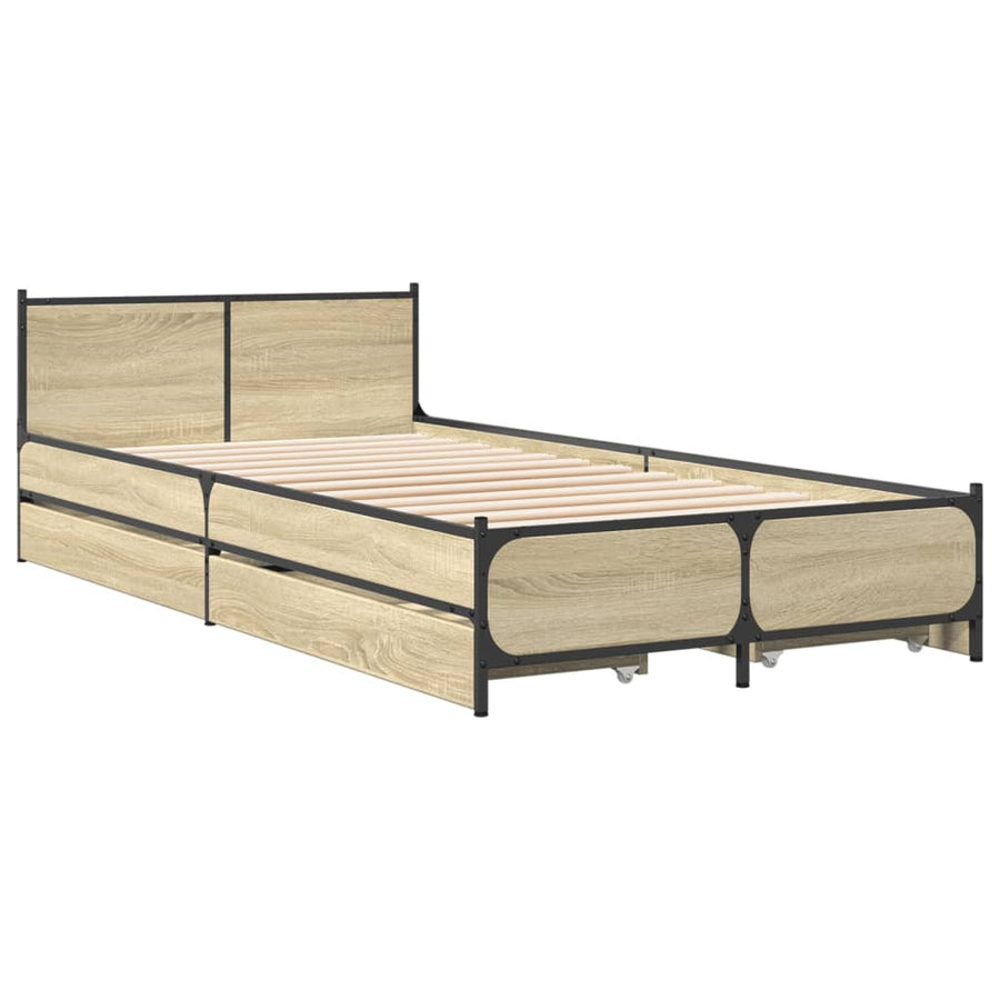 Bedframe met lades bewerkt hout sonoma eikenkleurig 75x190 cm