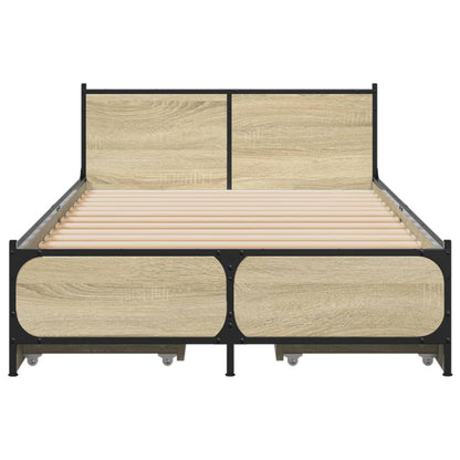 Bedframe met lades bewerkt hout sonoma eikenkleurig 75x190 cm
