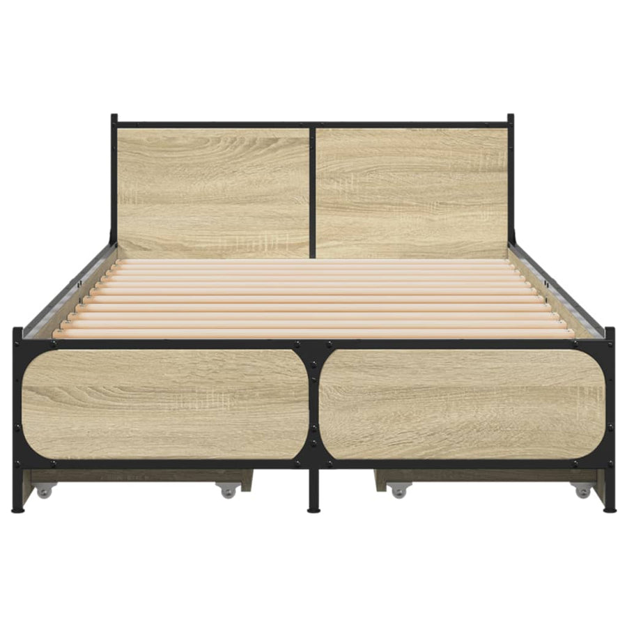 Bedframe met lades bewerkt hout sonoma eikenkleurig 75x190 cm