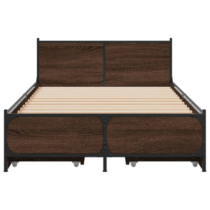 Bedframe met lades bewerkt hout bruineikenkleurig 75x190 cm