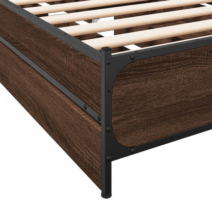 Bedframe met lades bewerkt hout bruineikenkleurig 75x190 cm