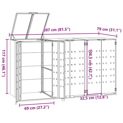 Containerberging voor 3 containers 207x79x117 cm staal grijs