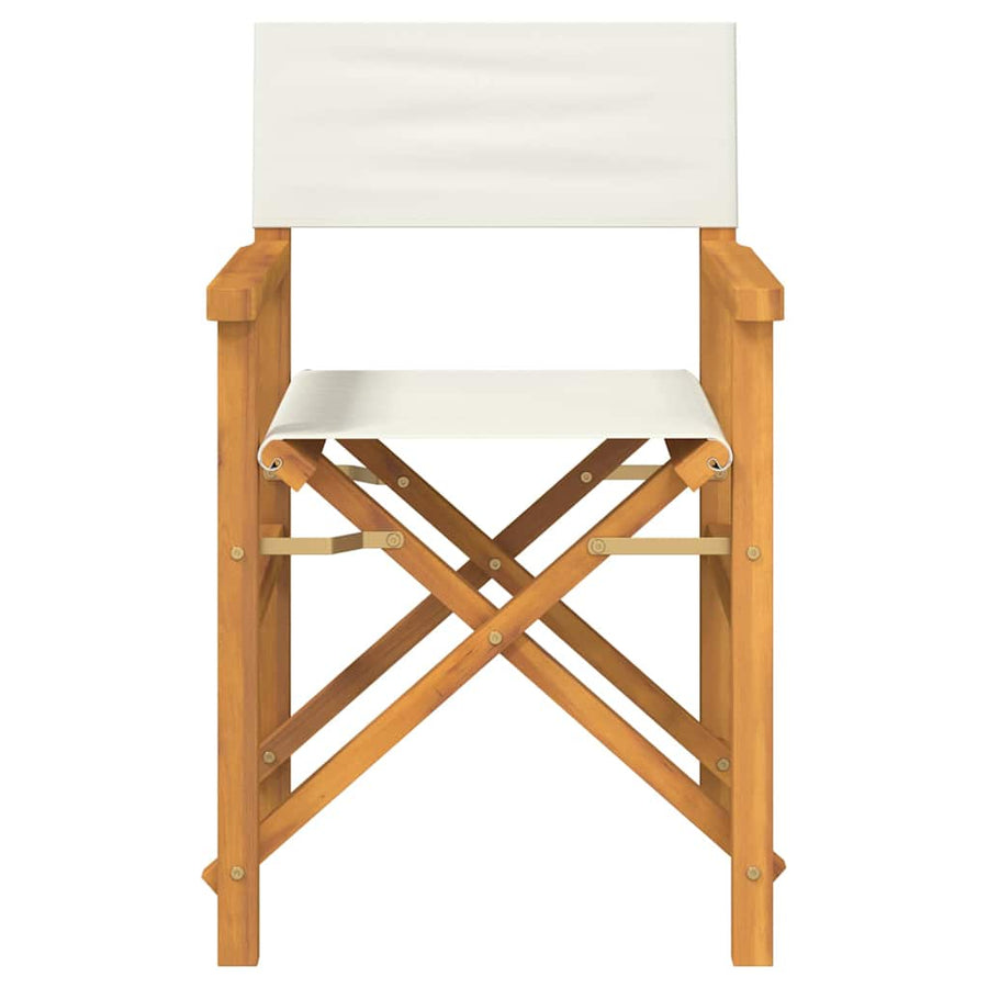 Regisseursstoelen inklapbaar 2 st massief teakhout crèmekleurig