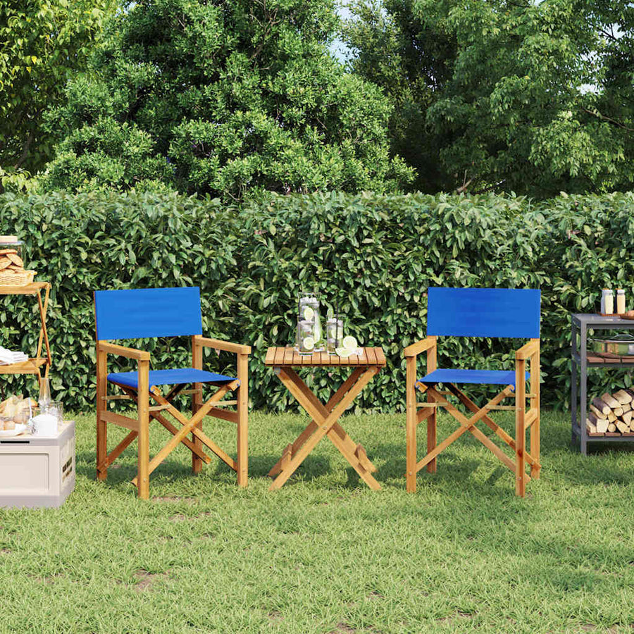 Regisseursstoelen inklapbaar 2 st massief teakhout blauw