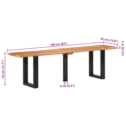 Bankje 160 cm massief acaciahout en staal