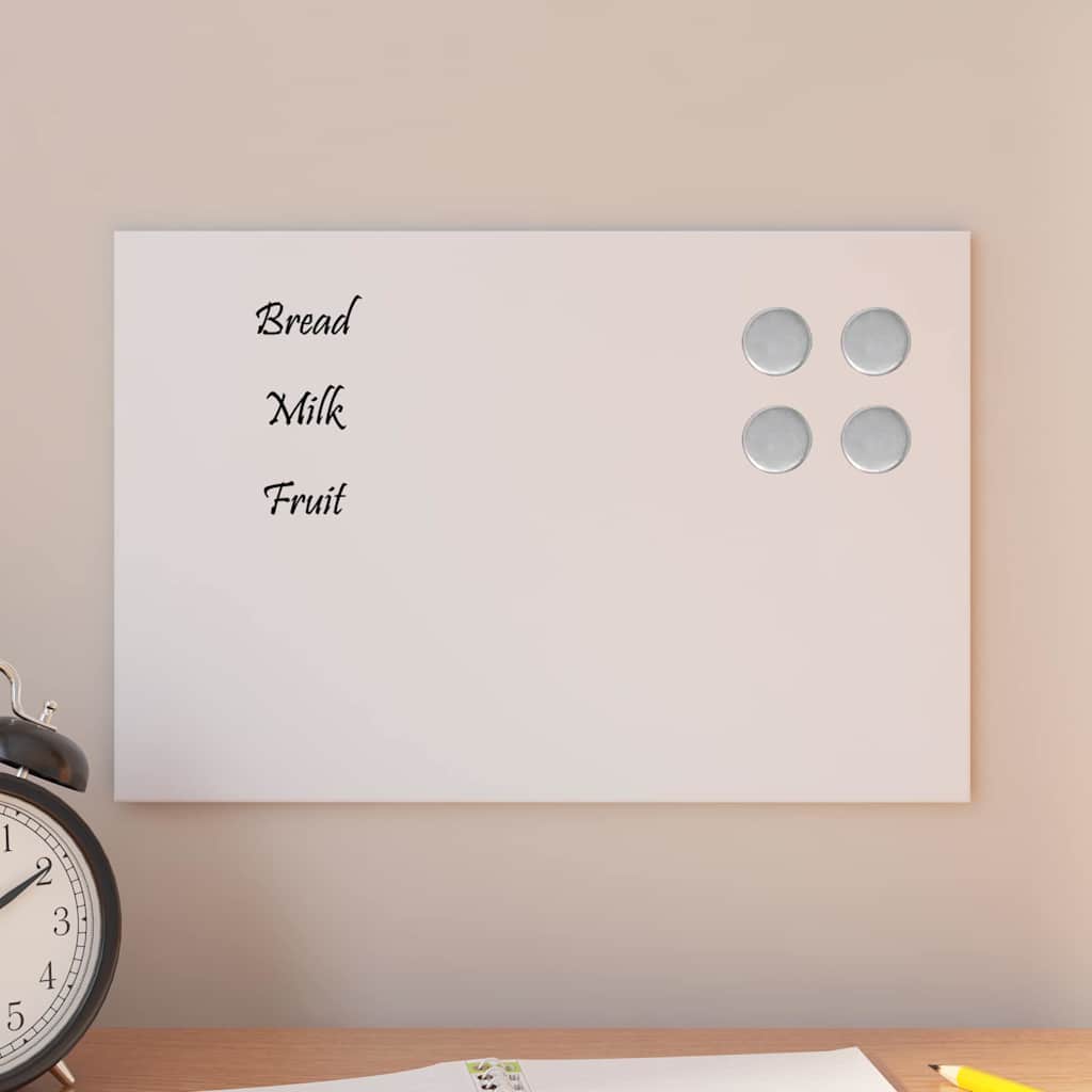 Magneetbord voor aan de wand 30x20 cm gehard glas wit