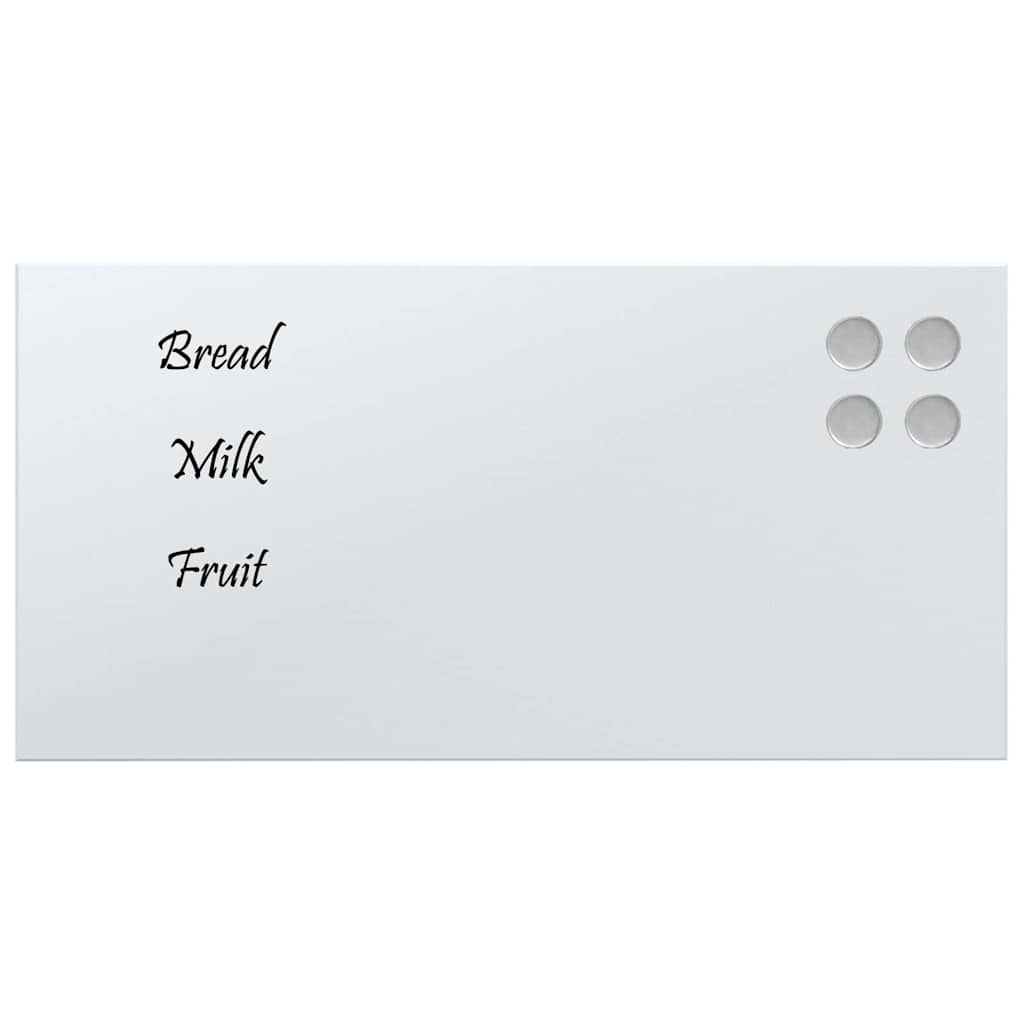 Magneetbord voor aan de wand 40x20 cm gehard glas wit