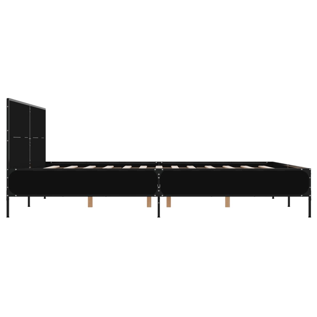 Bedframe bewerkt hout metaal zwart 120x200 cm
