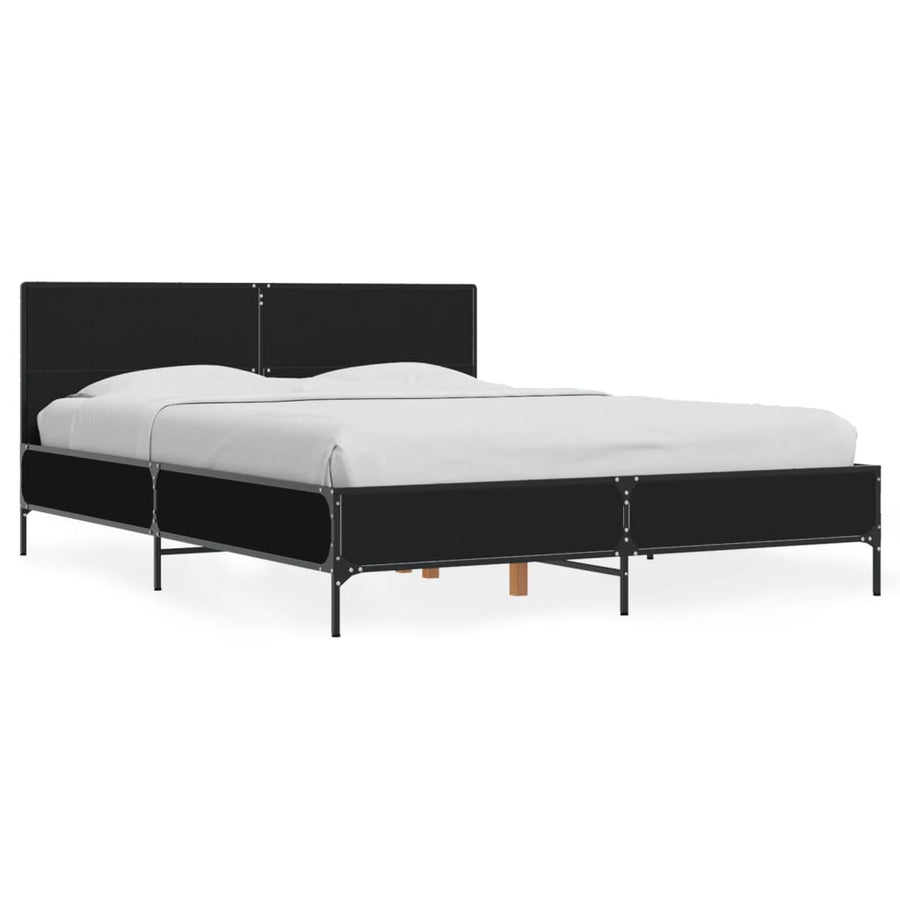 Bedframe bewerkt hout metaal zwart 120x200 cm