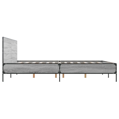 Bedframe bewerkt hout metaal grijs sonoma eiken 120x200 cm