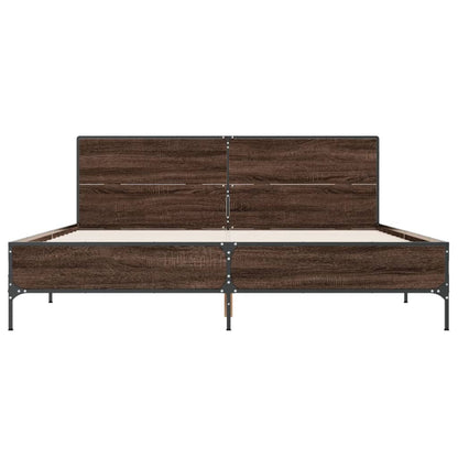 Bedframe bewerkt hout metaal bruin eikenkleur 120x200 cm