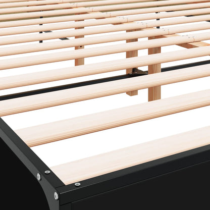Bedframe bewerkt hout metaal zwart 140x200 cm