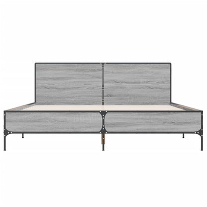 Bedframe bewerkt hout metaal grijs sonoma eiken 140x200 cm