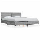 Bed frame processed wood metal grey Sonoma oak 140x200 cm