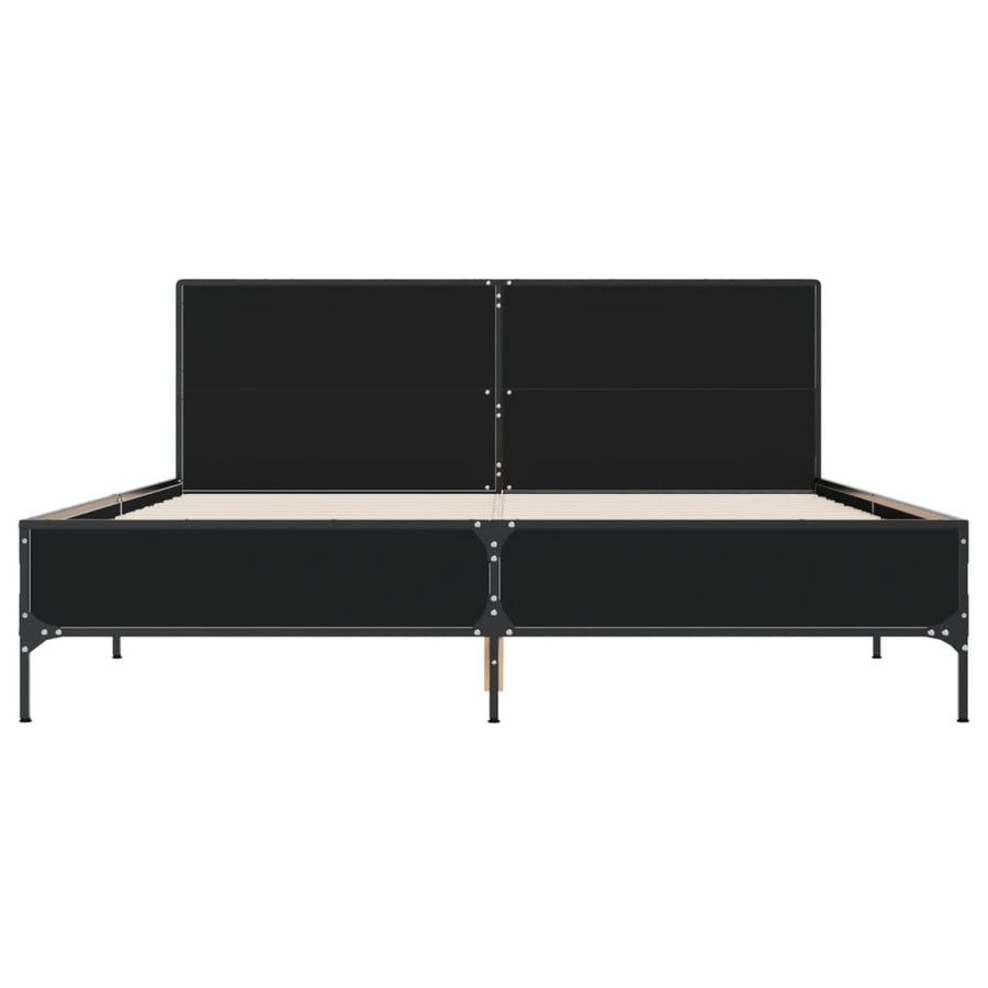 Bedframe bewerkt hout metaal zwart 150x200 cm