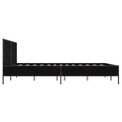 Bedframe bewerkt hout metaal zwart 150x200 cm