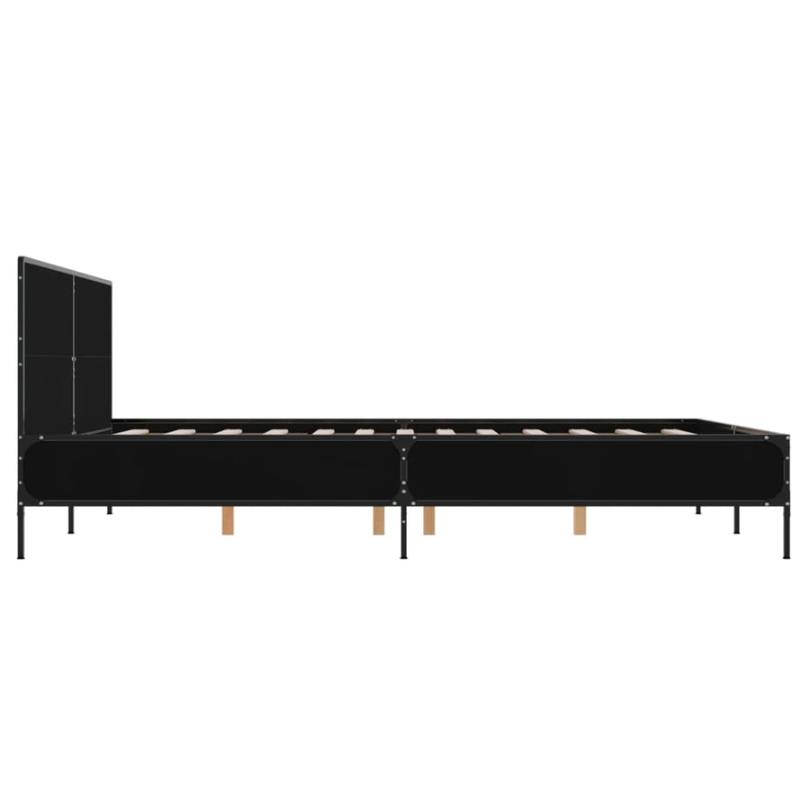Bedframe bewerkt hout metaal zwart 150x200 cm