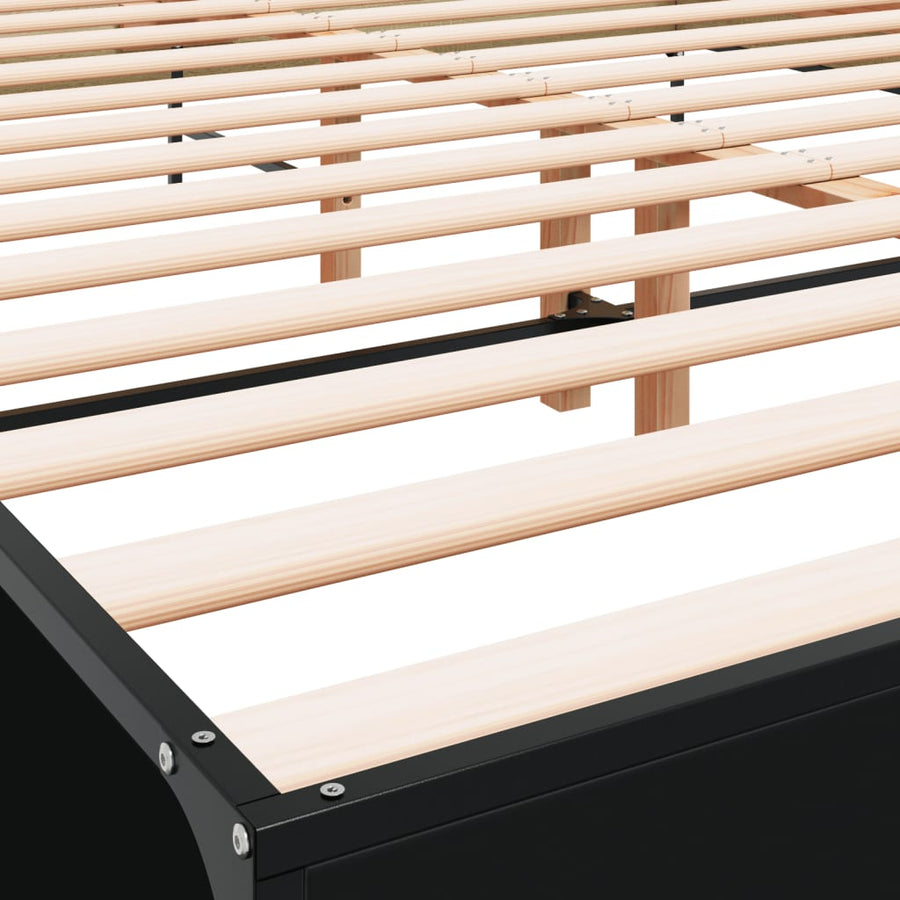 Bedframe bewerkt hout metaal zwart 150x200 cm