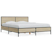 Bedframe 150x200 cm bewerkt hout metaal sonoma eiken