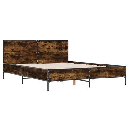 Bedframe bewerkt hout metaal gerookt eikenkleurig 150x200 cm