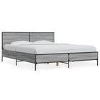 Bed frame engineered wood metal grey Sonoma oak 150x200 cm