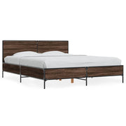 Bedframe 150x200 cm bewerkt hout metaal bruin