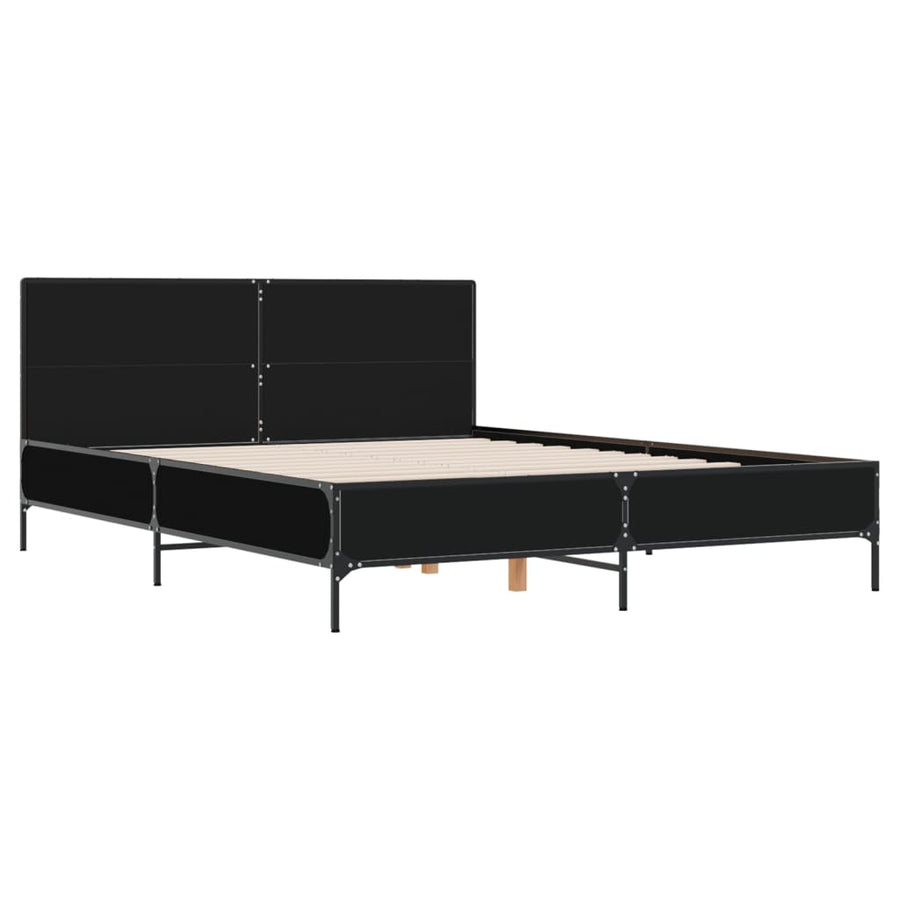 Bedframe bewerkt hout metaal zwart 160x200 cm
